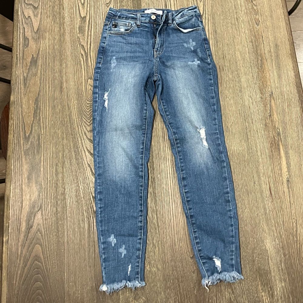 Kancan Mount Pleasant High Rise Boyfriend Fit Jeans Distressed Blue Size 3/25